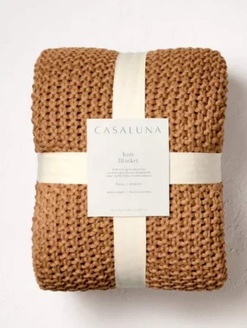 Casaluna Knit Blanket in Camel Size Full/Queen